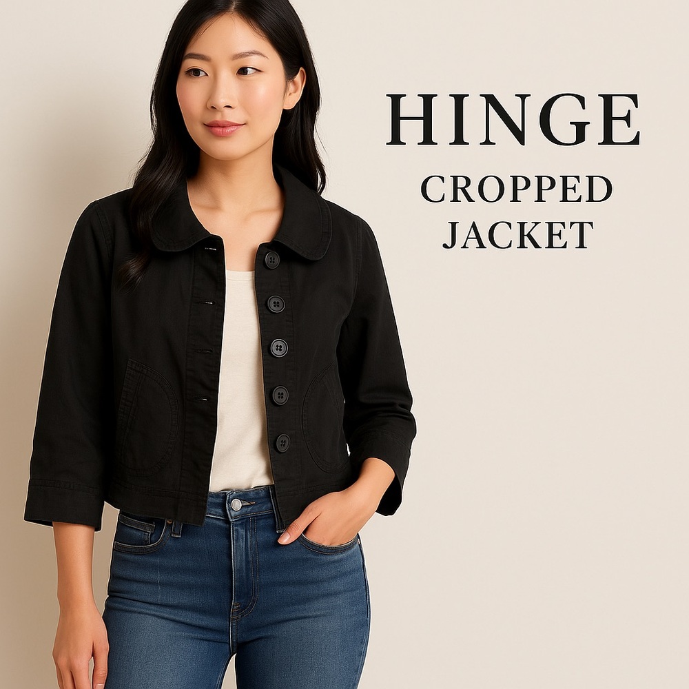 Hinge Black Button-Up Cropped Jacket - image 1